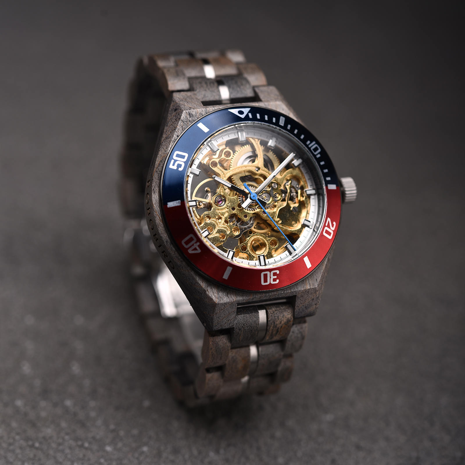 スケルトン木製腕時計 グレー・メープル・ゴールド - Arcturus