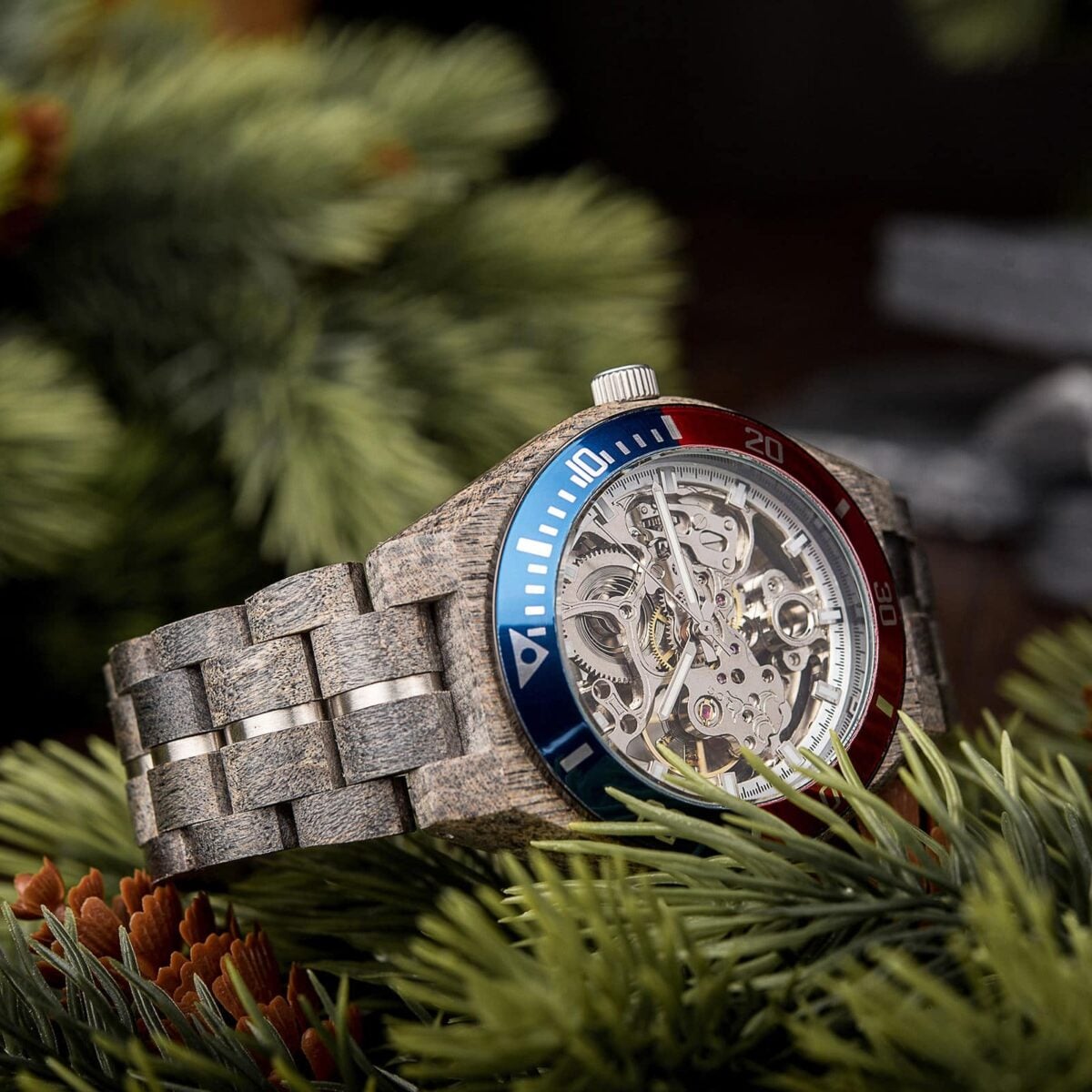 Skeleton Mechanical Wooden Watch Grey Maple Silver - Arcturus_14 Skeleton Mechanical Wooden Watch Grey Maple Silver - Arcturus_14