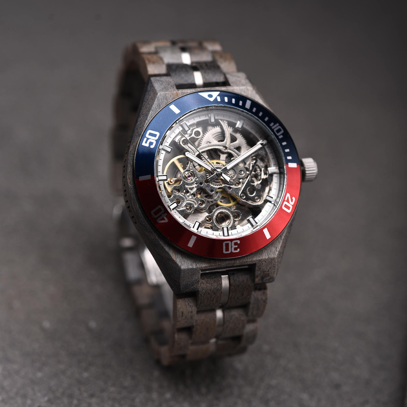 スケルトン木製腕時計 グレー・メープル・シルバー - Arcturus