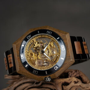 Men's Skeleton Mechanical Wooden Watches Zebrawood Handcrafted _5