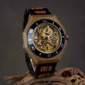 Men's Skeleton Mechanical Wooden Watches Zebrawood Handcrafted _8