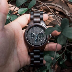 Men's Chronograph Wood Watch Black Sandalwood T32_10