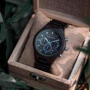Men's Chronograph Wood Watch Black Sandalwood T32
