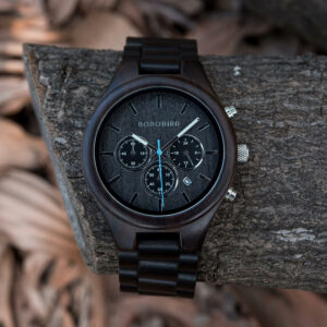Men's Chronograph Wood Watch Black Sandalwood T32_8