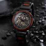 Skeleton Watches Automatic Mechanical Men's Wooden Watches Natural Rosewood