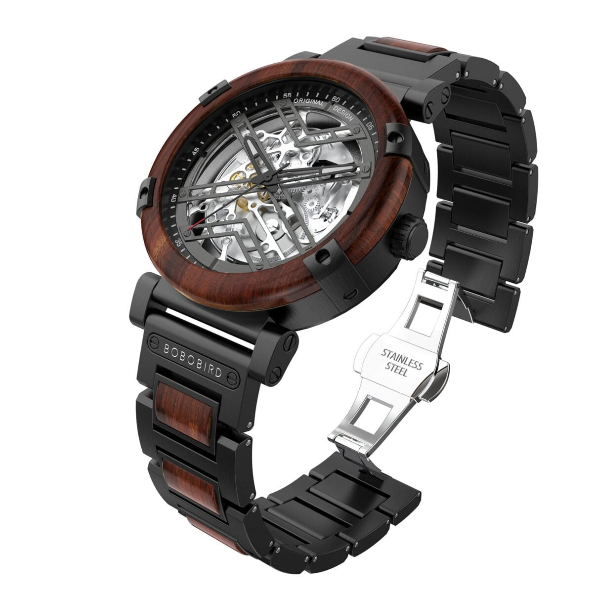 Skeleton Watches Automatic Mechanical Men's Wooden Watches Natural Rosewood_6 Skeleton Watches Automatic Mechanical Men's Wooden Watches Natural Rosewood_6