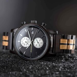 Men's Wooden Watches Classic Ebony Oak Black Chronograph GT116-1