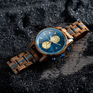 Men's Wooden Watches Classic Wenge Wood Blue Chronograph GT115-2_21 Men's Wooden Watches Classic Wenge Wood Blue Chronograph GT115-2_21