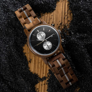 Men's Wooden Watches Classic walnut Wood Silver Chronograph GT115-3_11