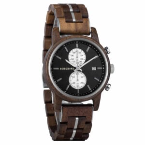Men's Wooden Watches Classic walnut Wood Silver Chronograph GT115-3_3 Men's Wooden Watches Classic walnut Wood Silver Chronograph GT115-3_3