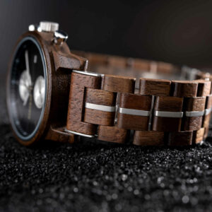 Men's Wooden Watches Classic walnut Wood Silver Chronograph GT116-3