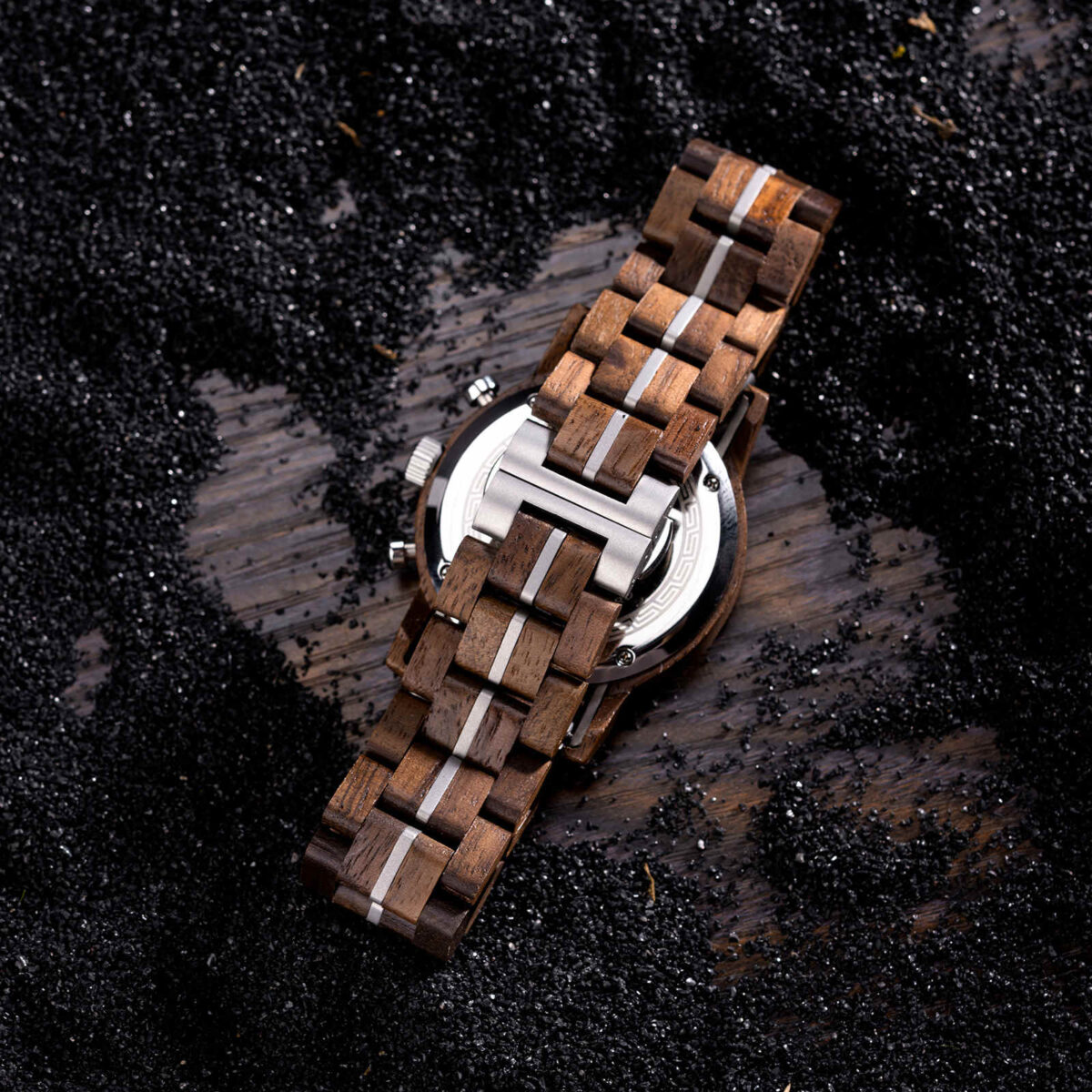 Men's Wooden Watches Classic walnut Wood Silver Chronograph GT115-4_12 Men's Wooden Watches Classic walnut Wood Silver Chronograph GT115-4_12