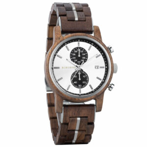 Men's Wooden Watches Classic walnut Wood Silver Chronograph GT116-4