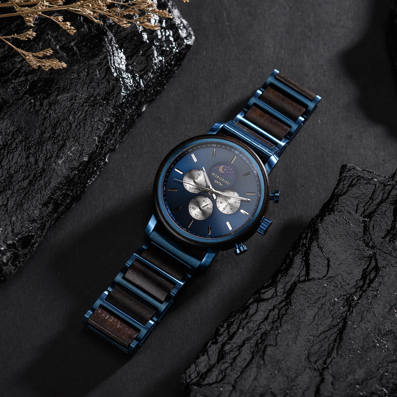 Classic Chronograph Moonphase Watch Ebony Blue