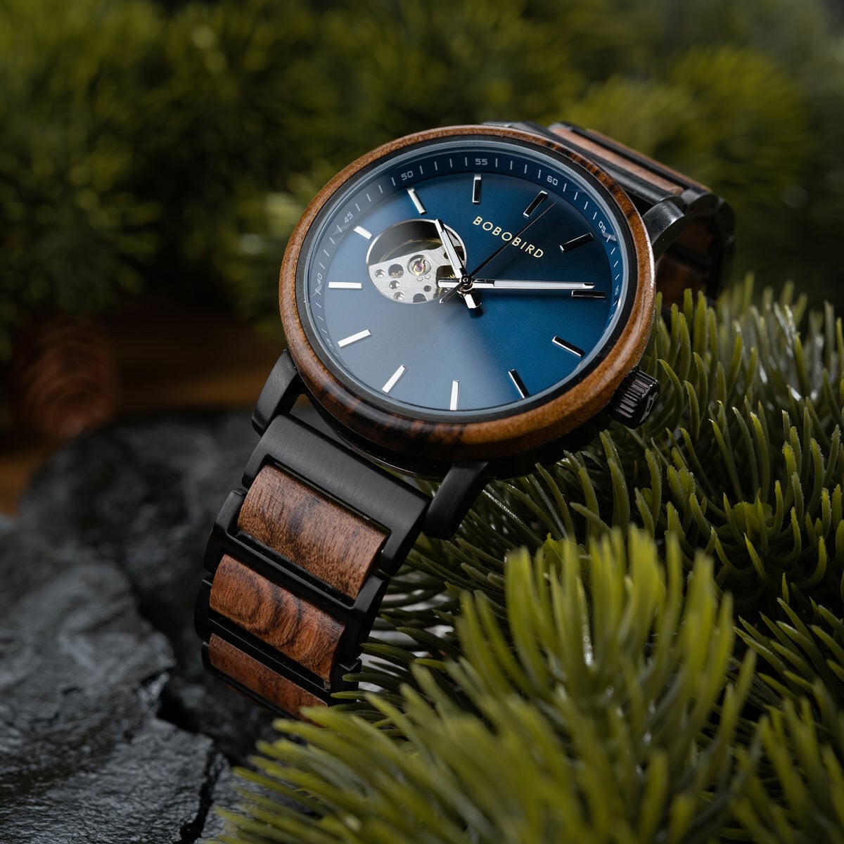 Classics Automatic Wooden Watch Collection Tigerwood Blue - Boshū_8 Classics Automatic Wooden Watch Collection Tigerwood Blue - Boshū_8