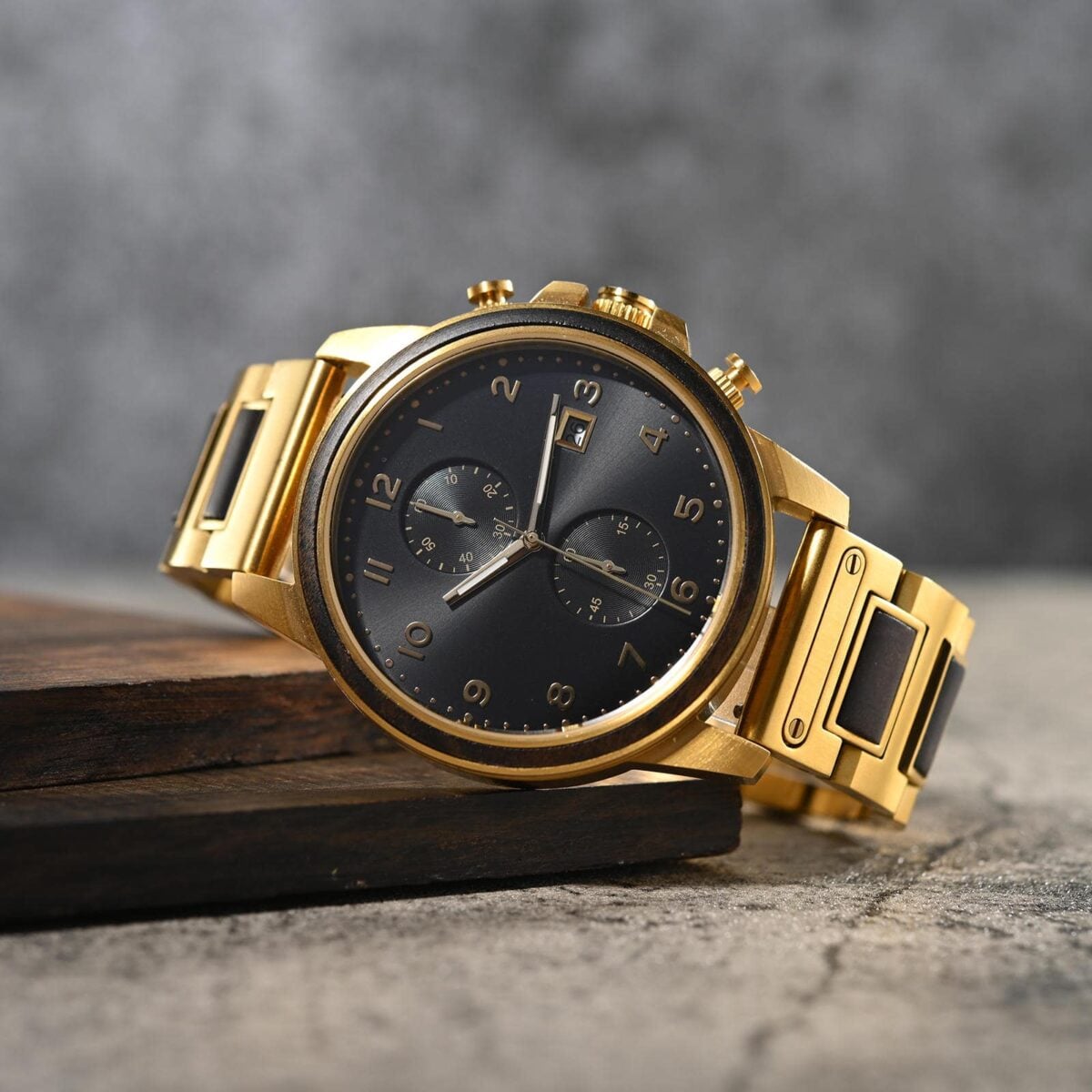 Classic Chronograph Wooden Watch Ebony Wood Gold Limited Edition_3_2 Classic Chronograph Wooden Watch Ebony Wood Gold Limited Edition_3_2