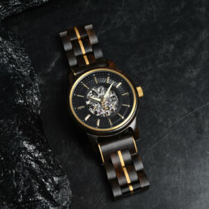 Men’s Automatic Mechanical Wooden Watch Handmade Ebony Black Limited Edition Collection – Pilot_7
