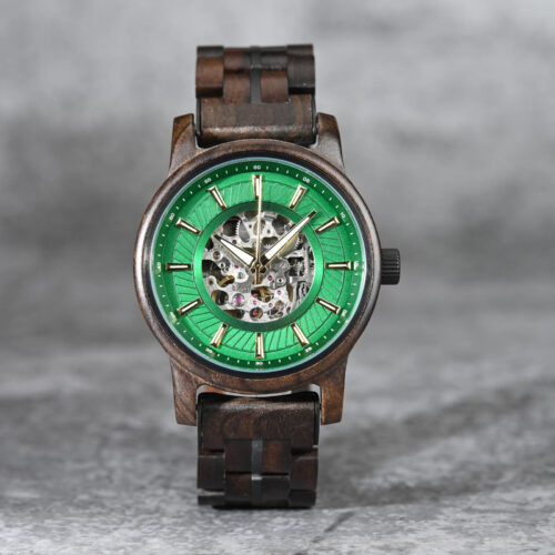 Men’s Automatic Mechanical Wooden Watch Handmade Ebony Green Limited Edition Collection – Pilot_12 Men’s Automatic Mechanical Wooden Watch Handmade Ebony Green Limited Edition Collection – Pilot