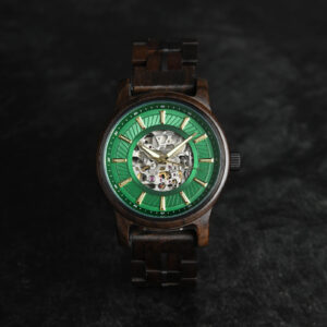 Men’s Automatic Mechanical Wooden Watch Handmade Ebony Green Limited Edition Collection – Pilot_9 Men’s Automatic Mechanical Wooden Watch Handmade Ebony Green Limited Edition Collection – Pilot_9