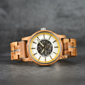 Men’s Automatic Mechanical Wooden Watch Handmade Olivewood Limited Edition Collection – Pilot