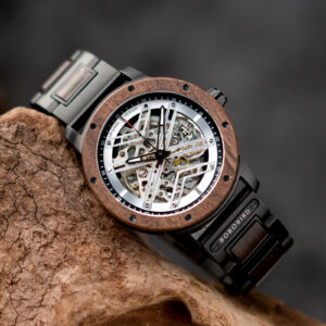 Skeleton Watches Automatic Mechanical Walnut Silver