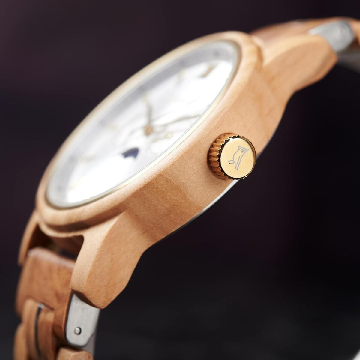 BOBO BIRD Men’s Wooden Watches Classic Moonphase Movement Olivewood Silver Sunburst Dial – Bay_7 BOBO BIRD Men’s Wooden Watches Classic Moonphase Movement Olivewood Silver Sunburst Dial – Bay_7