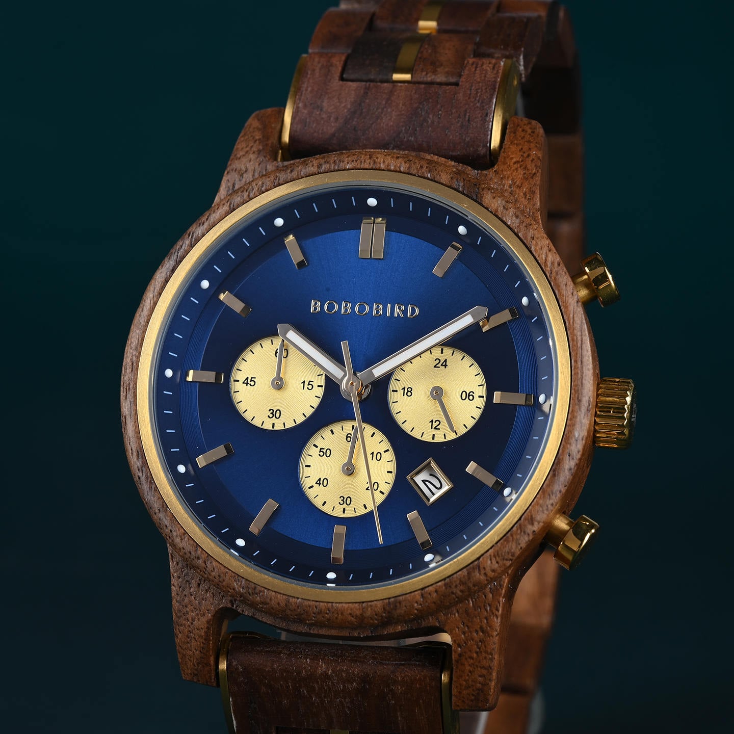 The Classic Collection Handmade Walnut Blue 44MM Limited Edition
