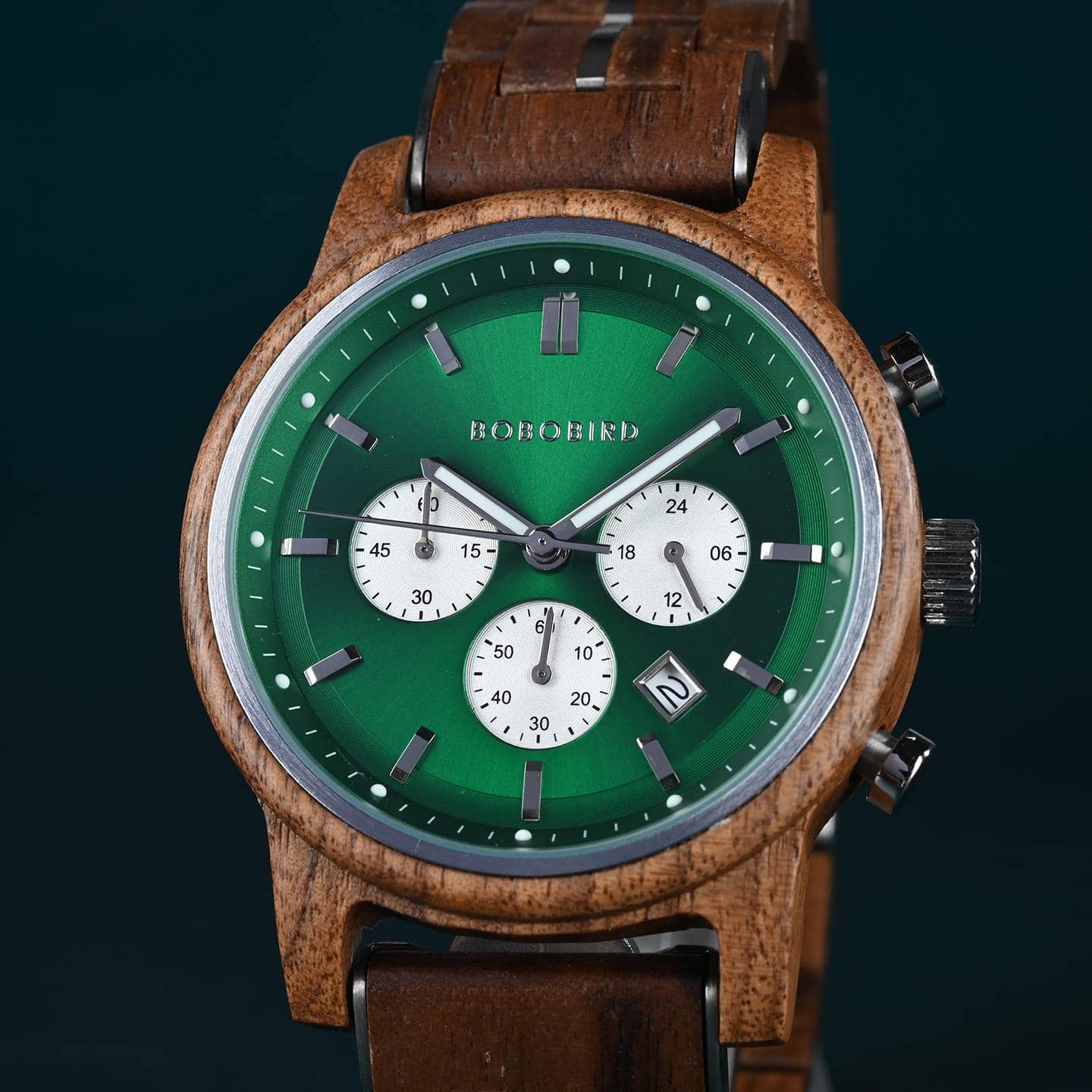 Bobo Bird The Classic Collection Handmade Walnut Green 44MM Limited Edition - Superhero