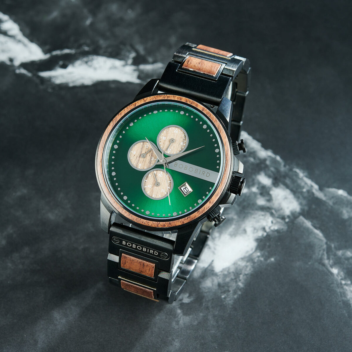 Classic Calendar Chronograph Walnut Watch Green Dial 45MM - Limited Edition (5)