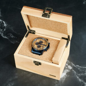Classic Calendar Chronograph Wood Watch Zebrawood Dial Blue Stainless steel 45MM - Limited Edition (12)