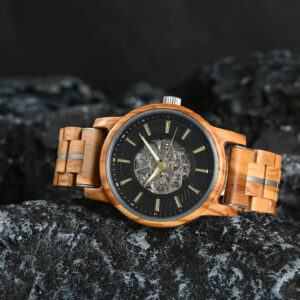 Automatic Mechanical Wooden Watch Handmade Olivewood Black Limited Edition Collection – Pilot (12)