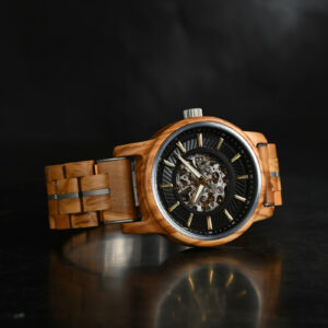 Automatic Mechanical Wooden Watch Handmade Olivewood Black Limited Edition Collection – Pilot (3)