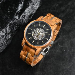 Automatic Mechanical Wooden Watch Handmade Olivewood Black Limited Edition Collection – Pilot