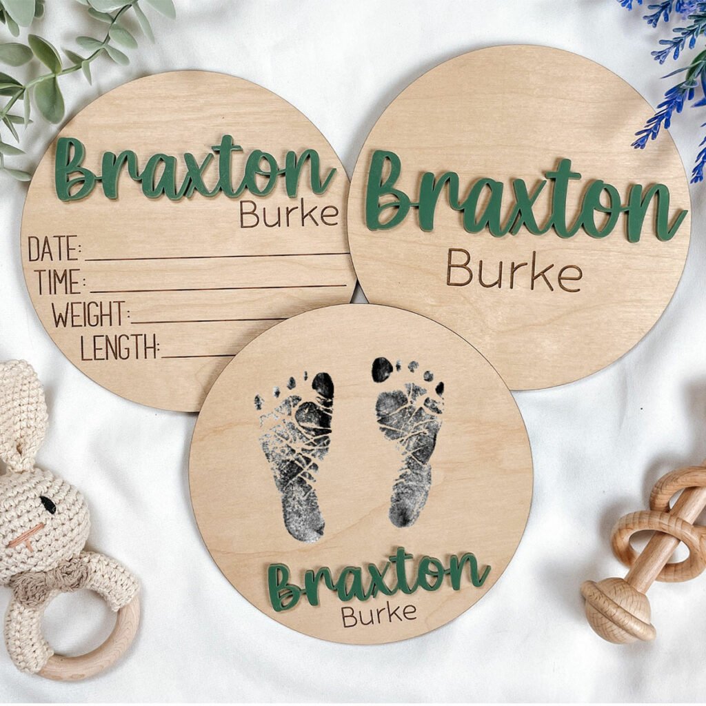 Custom Baby Name Plate - Custom Baby Arrival Announcement Sign