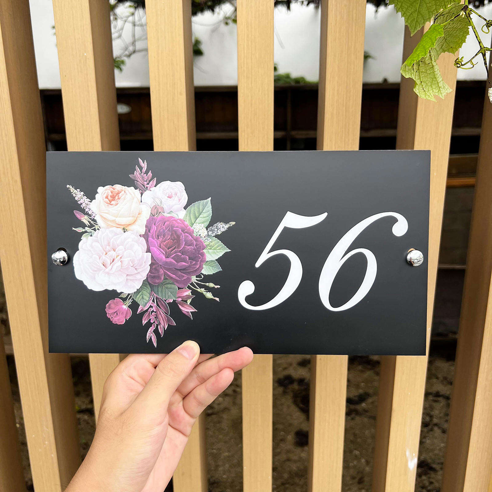 Bobo Bird Floral Address Plaque - House Number Sign S2