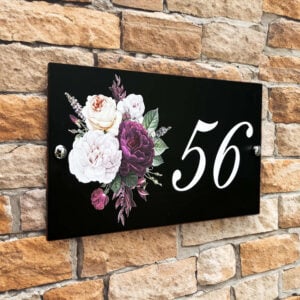 Floral Address Plaque - House Number Sign S2