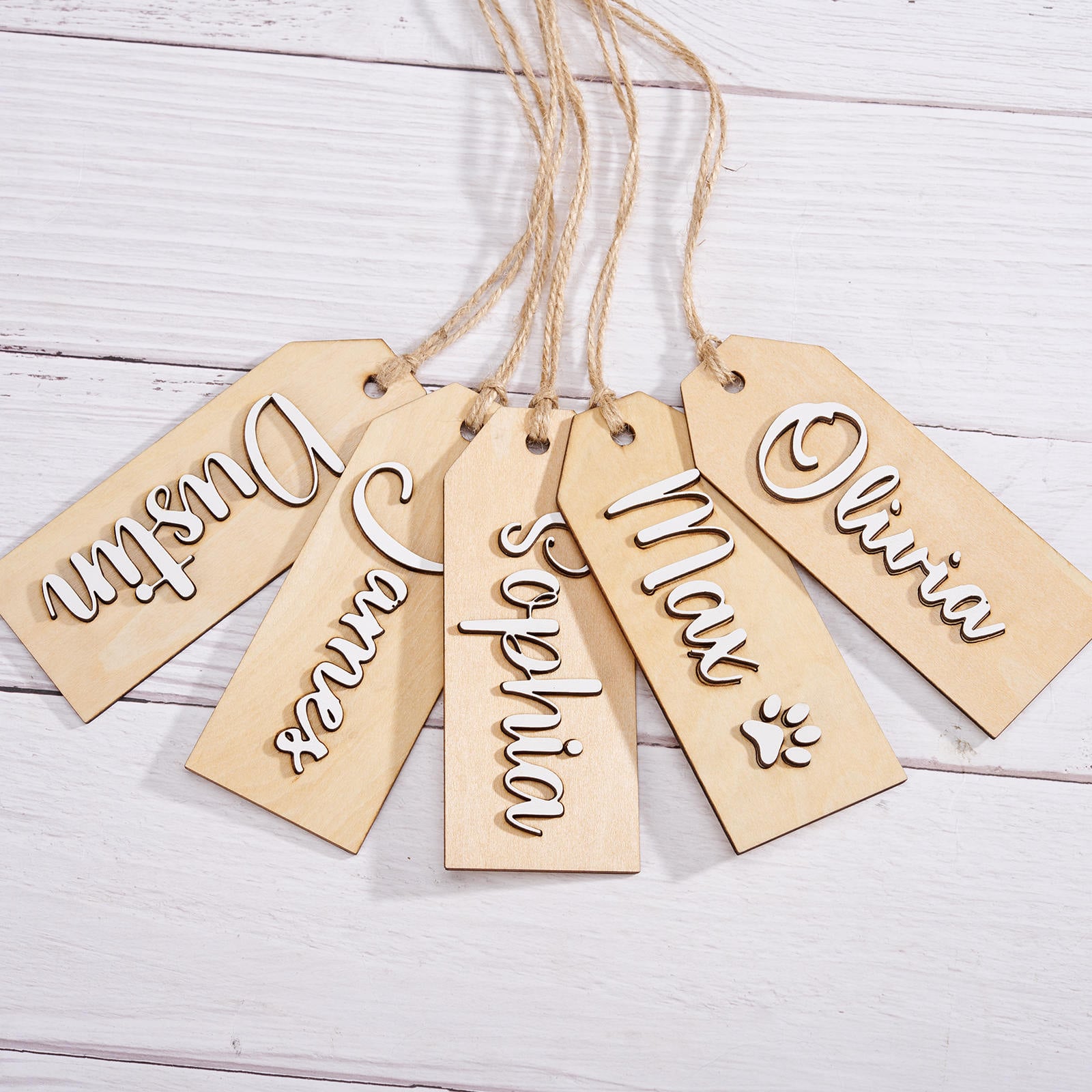 Bobo Bird Custom Christmas Tags - Wood gift tag name, stocking personalized tags, handmade gift tags
