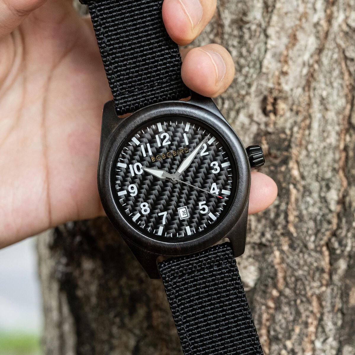 BOBOBIRD All Black Wood Case Nylon Band Watch_18 BOBOBIRD All Black Wood Case Nylon Band Watch_18