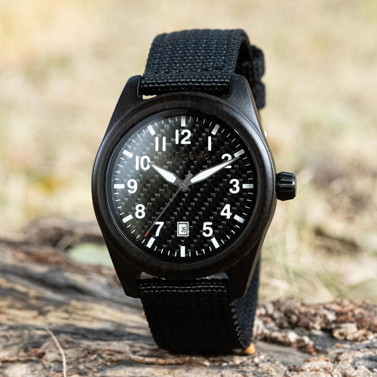 BOBOBIRD All Black Wood Case Nylon Band Watch_22 BOBOBIRD All Black Wood Case Nylon Band Watch_22