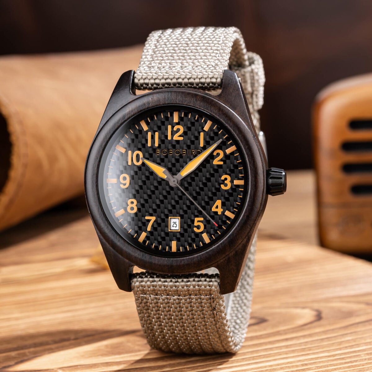 BOBOBIRD Ebony Wood Case Black Nylon Watch_17 BOBOBIRD Ebony Wood Case Black Nylon Watch_17