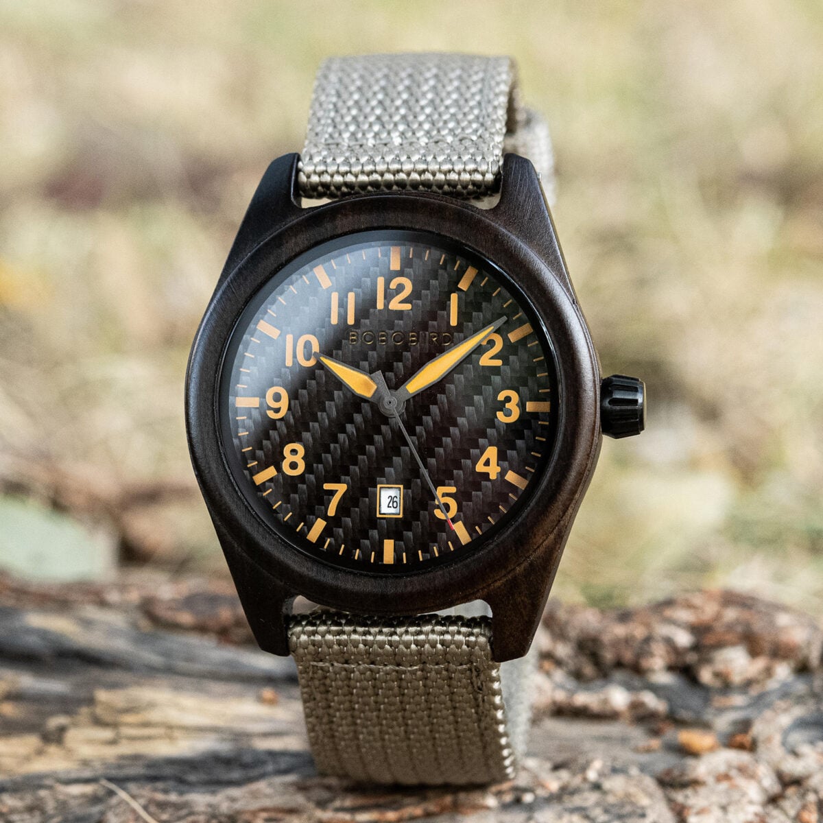 BOBOBIRD Ebony Wood Case Black Nylon Watch_8 BOBOBIRD Ebony Wood Case Black Nylon Watch_8