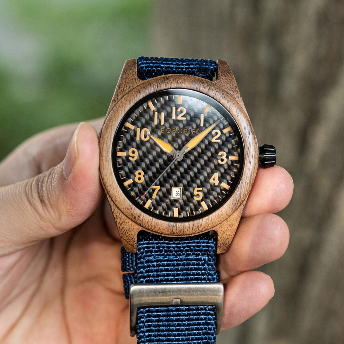 BOBOBIRD Walnut Wood Blue Nylon Band Wristwatch_1_12 BOBOBIRD Walnut Wood Blue Nylon Band Wristwatch_1_12