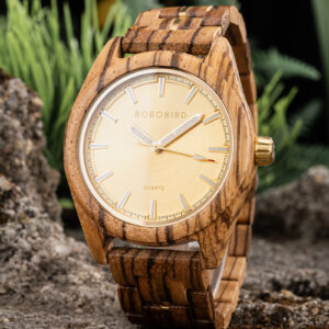 Nature's Palette Wooden Watch Collection Zebrawood Golden Hour Aesthetic Watch T164-4_12
