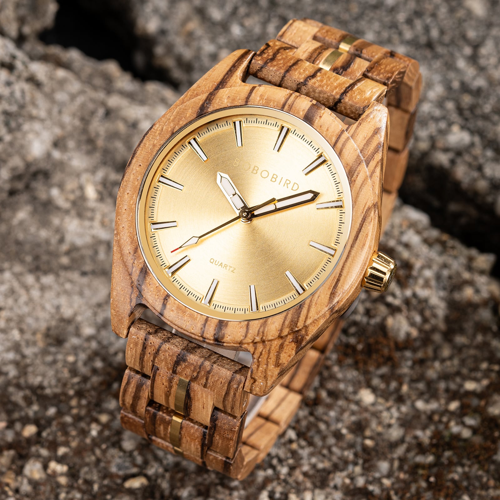 Bobo Bird Nature's Palette Collection Zebrawood Golden Hour Aesthetic Watch T164-4