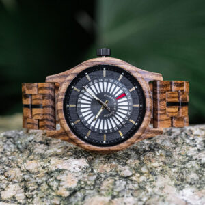 BOBO BIRD Zebrawood Men's Watch – Black Dial Rugged Elegance GT163-4