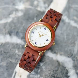 Red Sandalwood Women’s Wooden Watch Roman Dial 33 mm Rubina (11)