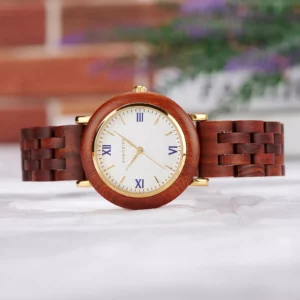 Red Sandalwood Women’s Wooden Watch Roman Dial 33 mm Rubina (2)