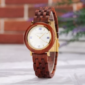 Red Sandalwood Women’s Wooden Watch Roman Dial 33 mm Rubina (3)