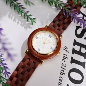 Red Sandalwood Women’s Wooden Watch Roman Dial 33 mm Rubina (6)