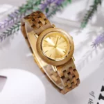 Passage Petite 33 Aurelia women’s Verawood wooden watch, 33 mm gold dial